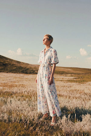 FLORINE BELTED PRINT DRESS