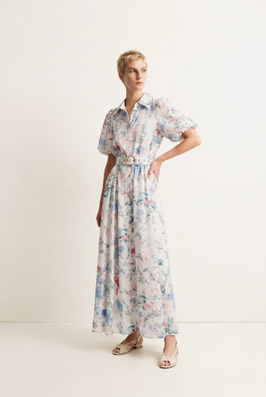 FLORINE BELTED PRINT DRESS