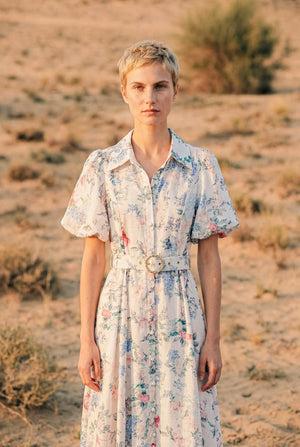 FLORINE BELTED PRINT DRESS