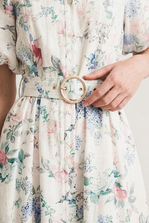 FLORINE BELTED PRINT DRESS