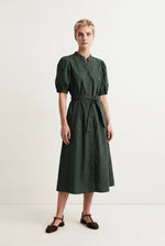 MARCELLE PLAIN GLAZED COTTON MIDI DRESS