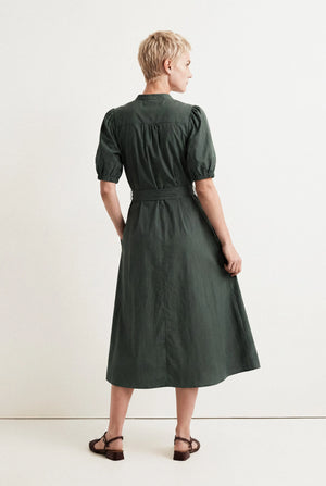 MARCELLE PLAIN GLAZED COTTON MIDI DRESS