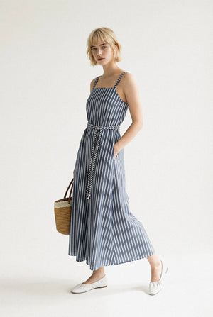 Robe Rayée Nœud Inès, robe longue