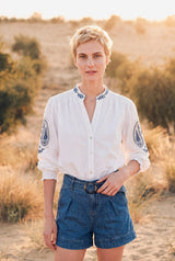 BLOUSE BRODÉE EN COTON ISALINE
