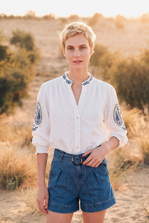 BLOUSE BRODÉE EN COTON ISALINE