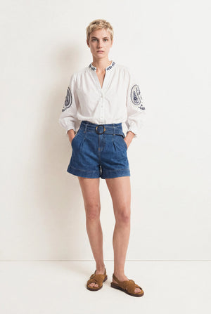 BLOUSE BRODÉE EN COTON ISALINE