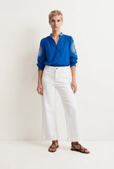 Blouse Brodée en Coton Isaline, royal