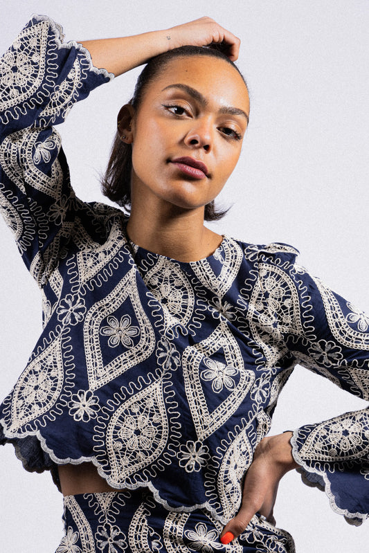 BLOUSE BRODÉE EN COTON MARGAUX RDG