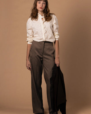 BLOUSE COTON BRODÉE COL MONTANT Not specified