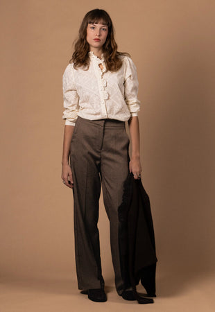 BLOUSE COTON BRODÉE COL MONTANT Not specified