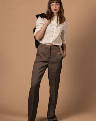 BLOUSE COTON BRODÉE COL MONTANT Not specified