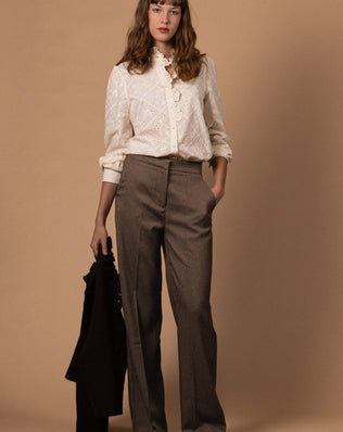 BLOUSE COTON BRODÉE COL MONTANT Not specified