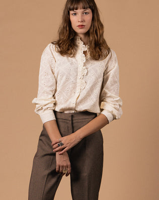 BLOUSE COTON BRODÉE COL MONTANT Not specified