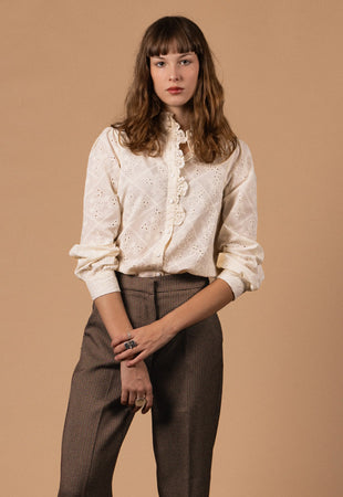 BLOUSE COTON BRODÉE COL MONTANT Not specified