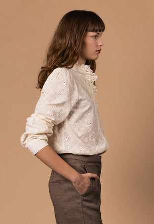 BLOUSE COTON BRODÉE COL MONTANT Not specified