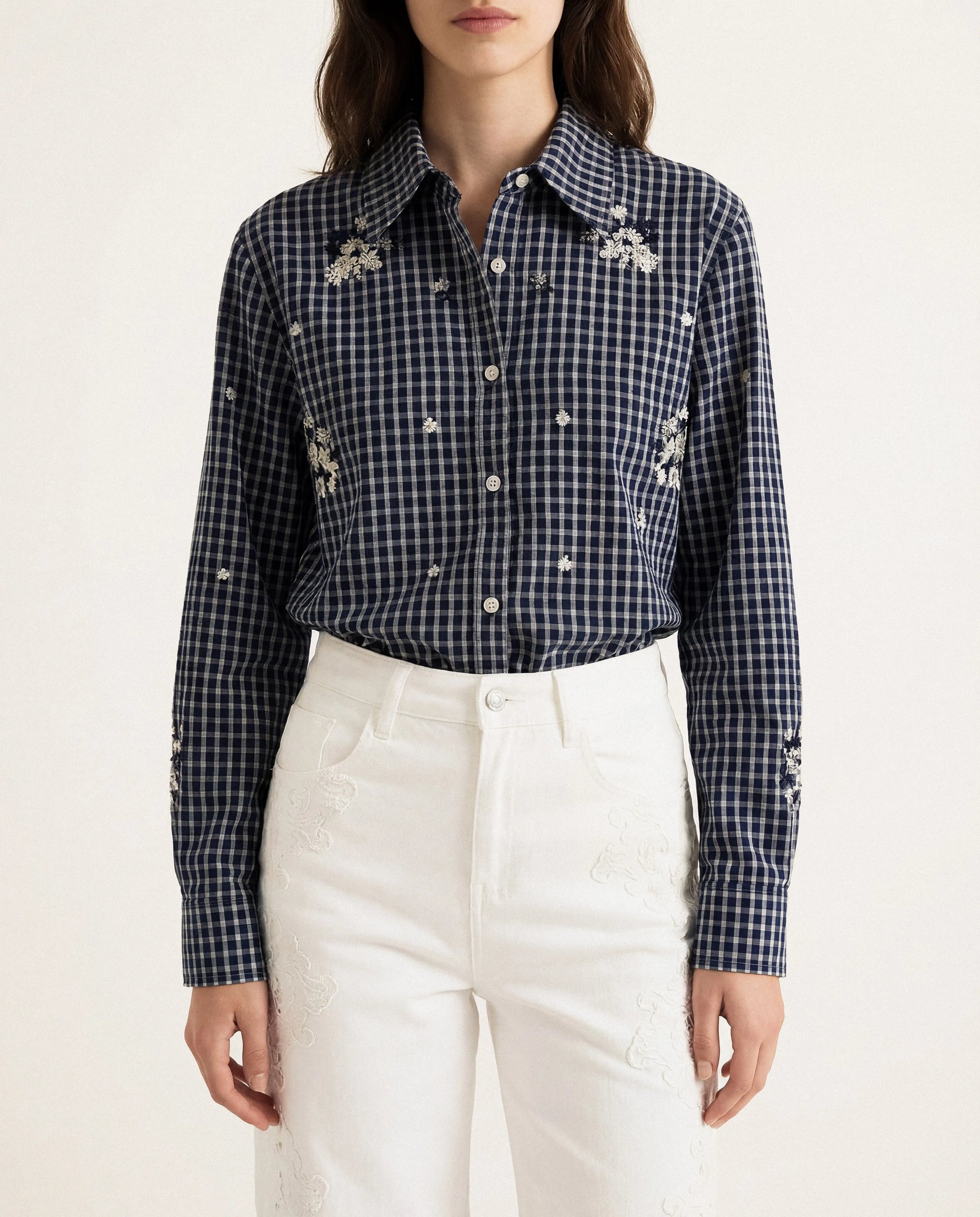 CHEMISIER BRODÉE À CARREAUX ESTHER Not specified