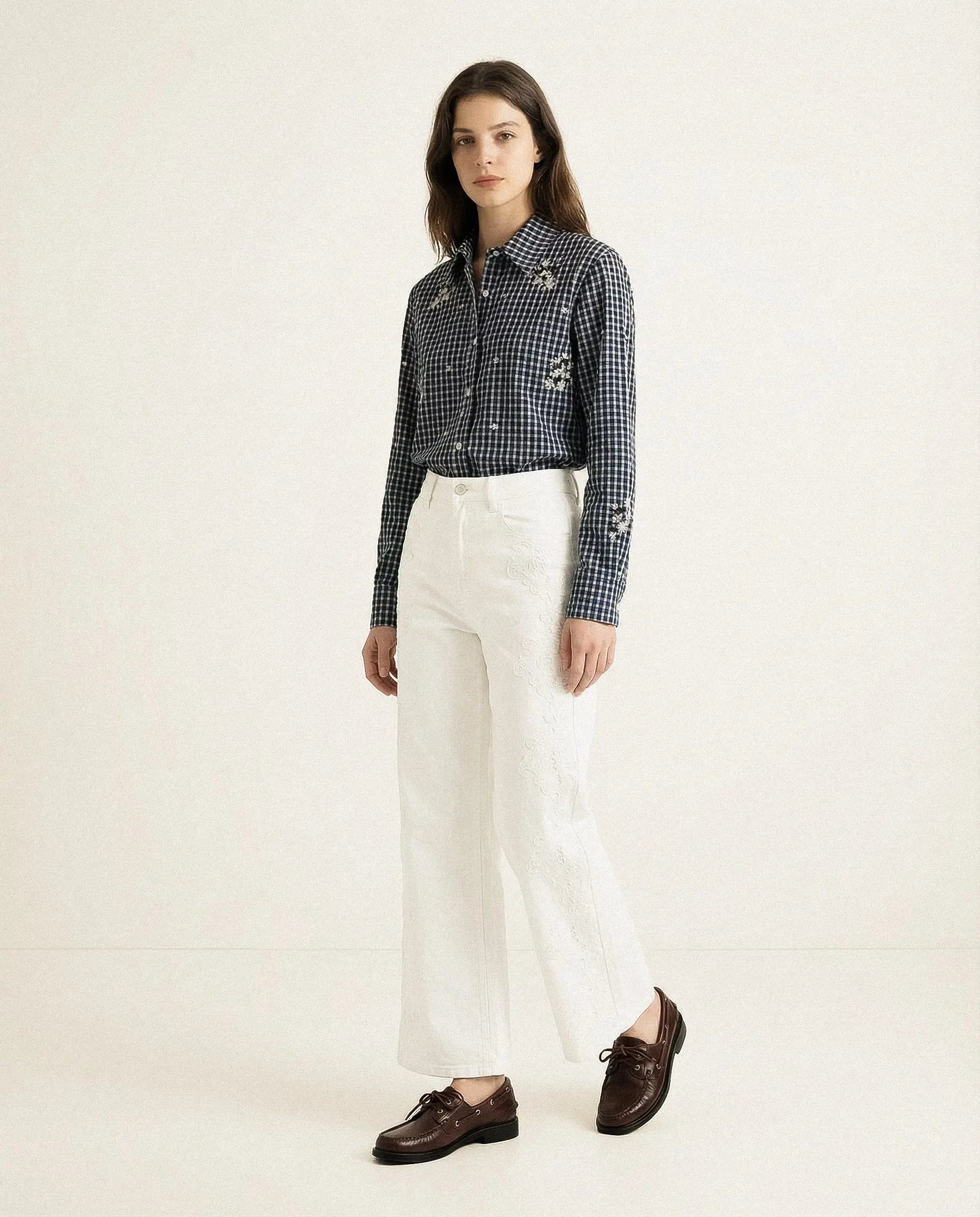 CHEMISIER BRODÉE À CARREAUX ESTHER Not specified