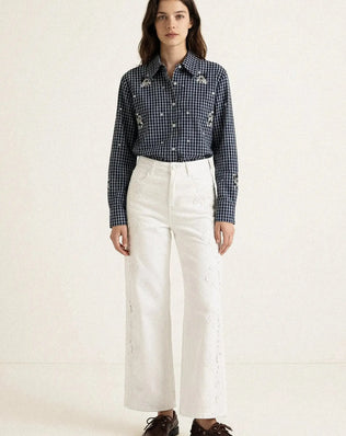 CHEMISIER BRODÉE À CARREAUX ESTHER Not specified