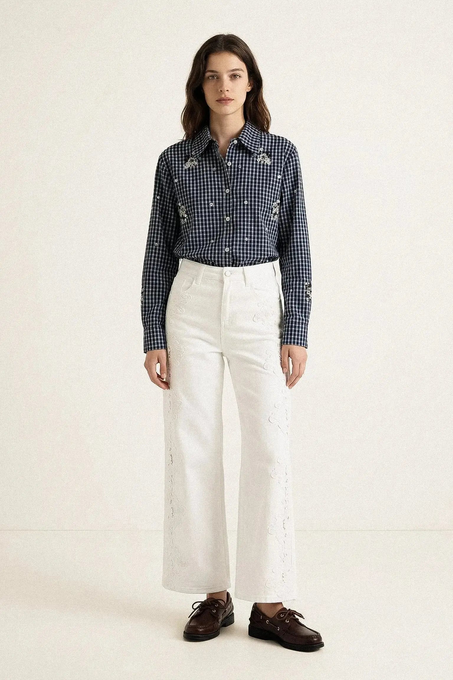 CHEMISIER BRODÉE À CARREAUX ESTHER Not specified