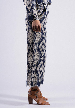 PANTALON BRODÉ EN COTON RDG