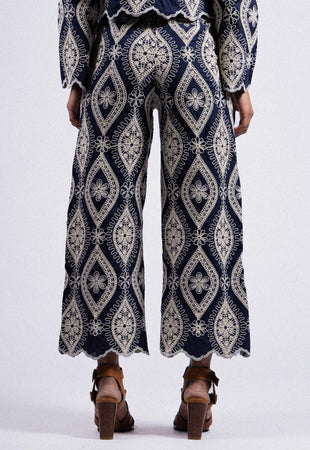 PANTALON BRODÉ EN COTON RDG