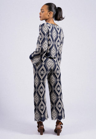 PANTALON BRODÉ EN COTON RDG