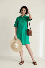 Robe Coton Glacé Roseline, robe courte, vert