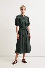 MARCELLE PLAIN GLAZED COTTON MIDI DRESS