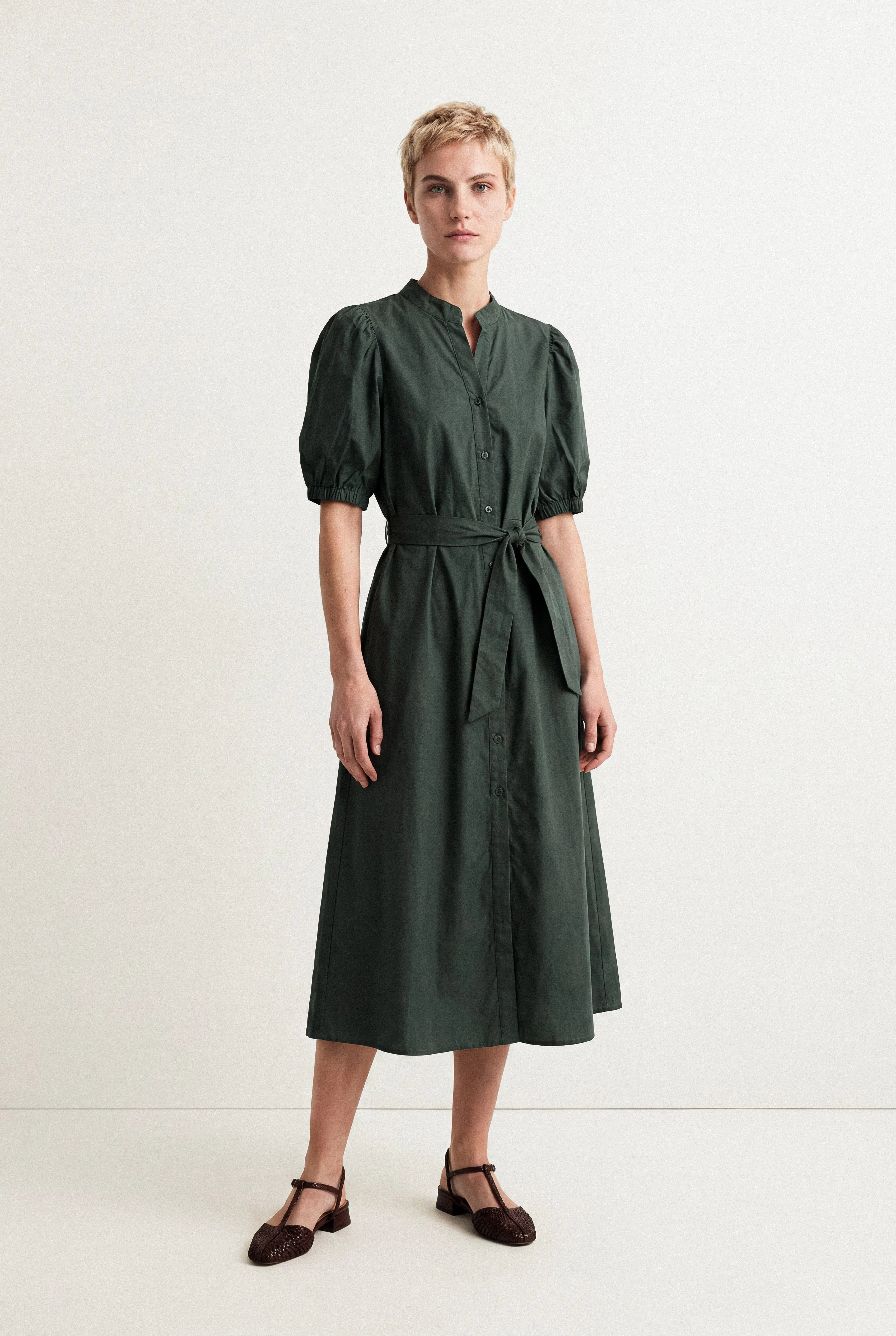 ROBE MIDI UNIE EN COTON GLACÉ MARCELLE